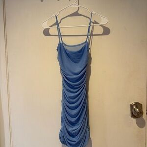 Elegant Blue Ruched Dress